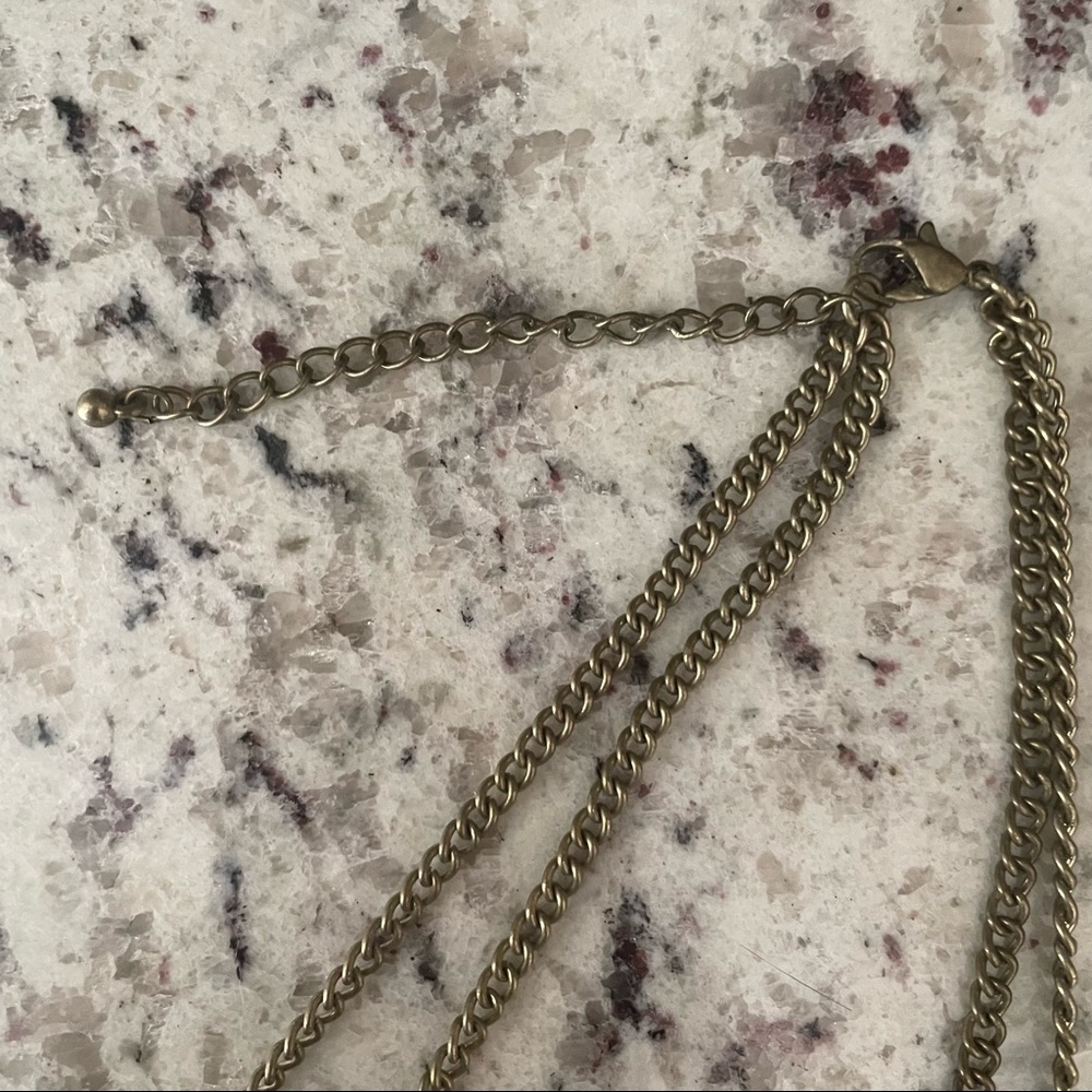 Forever 21 Brass Tone Metal Chain Disc Multi Layer Tiered Collar Choker Necklace - Picture 3 of 4